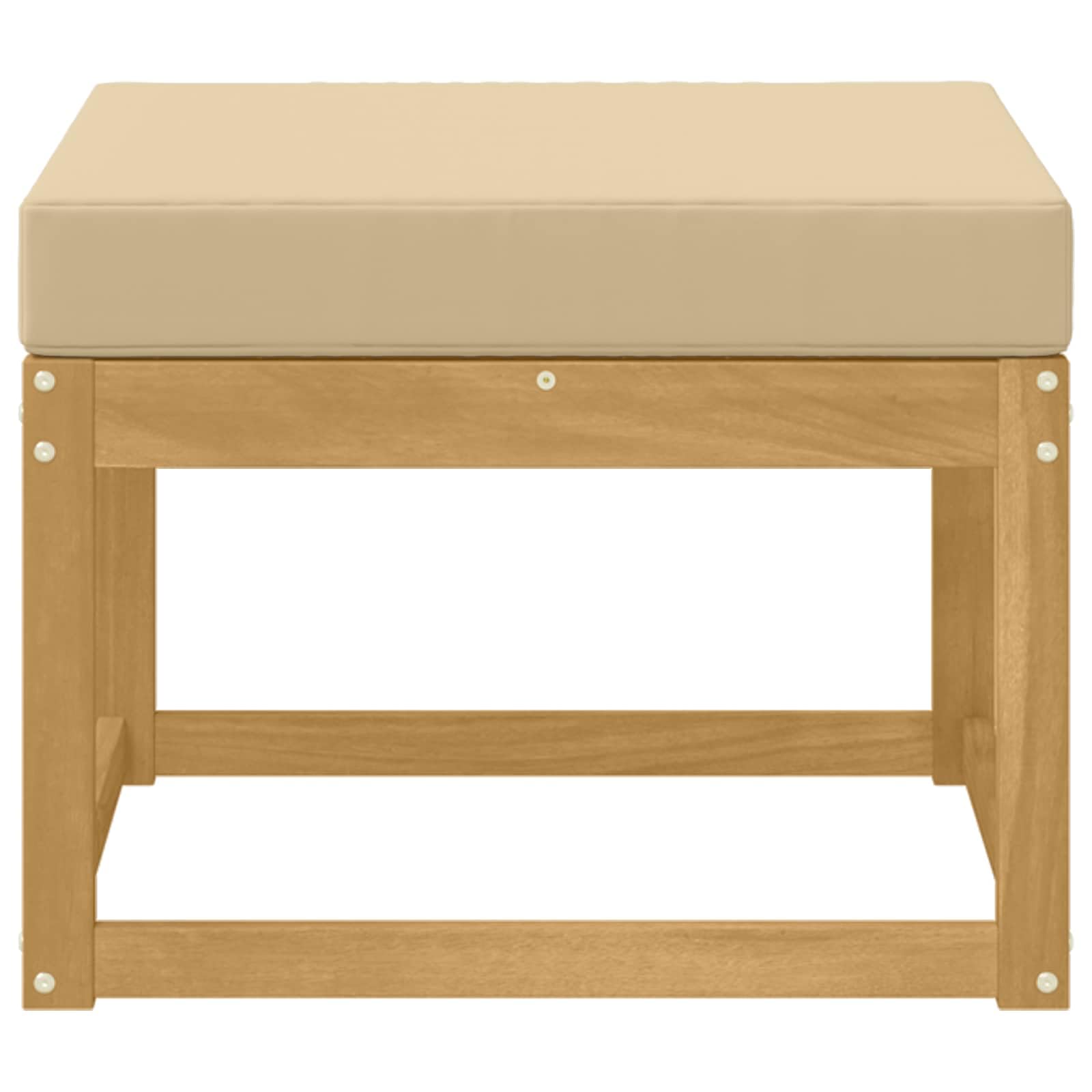 Taboret outdoorowy z litego drewna akacjowego, z poduszką do siedzenia, 59 x 59 x 37 cm, odporny na warunki atmosferyczne, modułowy, na taras, balkon, do ogrodu, wypoczynku, wygodny