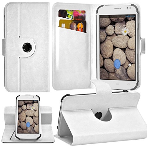 Seluxion - Housse Coque Etui Fonction Support 360° Universel M avec Attaches Couleur Blanc pour Infinix Race Jet