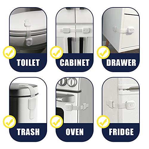 14 Pack Baby Proof Latches, Childproof Drawer Latches with 12