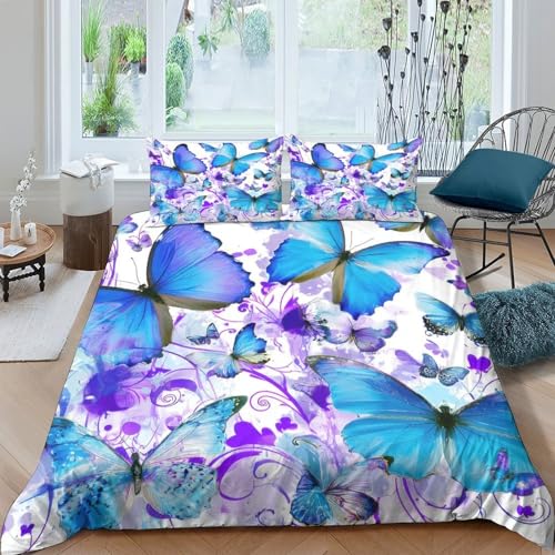 Housse de couette papillons bleus en microfibre de qualité supérieure - 4