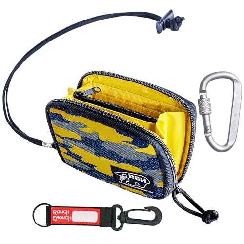 Rough Enough Credit Card Holder Wallet for Men Teen Boys with Neck Lanyard Zipper Coin Pocket Accordion Yellow Camo Canvas