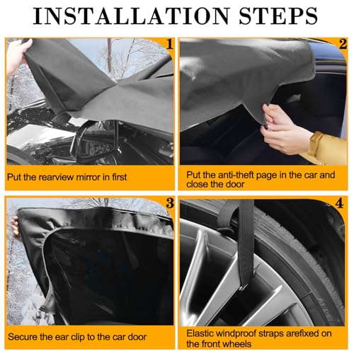 Image of Windshield Cover for Ice and Snow with Side Window and Rearview Mirror Covers,Compatible with Chevrolet /Chevy 600D Oxford Fabric Waterproof Frost Guard Protection Cover for Malibu 2016-2019