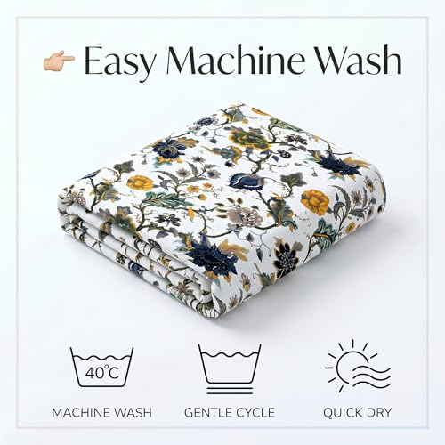 Image of Mafatlal Saanjh 144 TC Pure Cotton Single Bedding Set 90x60 Inch | Floral Artwork Design | Smooth Texture Finish | Lightweight Air Circulation | Hand Crafted | Pillowcase Included | Multihued