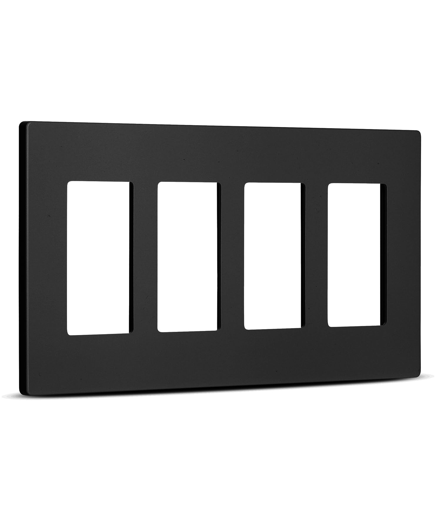 Bates- Screwless Decorator Wall Plates, Black, 4 Gang Wall Plate, 4 Gang Switch Plate Covers, 4 light switch cover plate, Electrical Outlet Cover