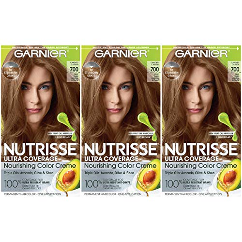Garnier Hair Color Nutrisse Ultra Coverage Nourishing Hair Color Creme, Deep Dark Natural Blonde (Candied Cashew) 700 , Pack of 3