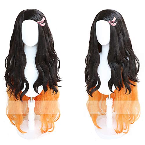 耐熱コスプレウィッグ 二番目の城 竈門 禰豆子 パーティー カツラ wig +おまけ2点のサムネイル