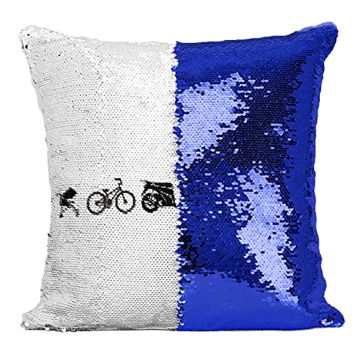 Coussin sequin bleu cafe racer le cadeau idéal pour motard - 2