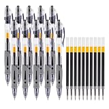 M&G 10PCS Gel Pens Set +10Gel Pen Refills, Black Gel Pen Medium Point, Retractable Eco-Friendly Gel Ink Rollerball Pens with Premium Ink & Comfort Grip for Smooth Writing