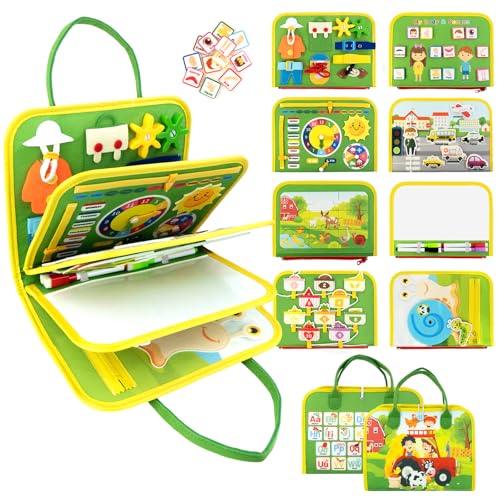 Image of Letoya Toddler Busy Board, Farm Busy Book Montessori Toys for Toddlers, Sensory Board Learning Toy Educational Activity Books Birthday for Girls Boys, Travel Toys for Airplane Car