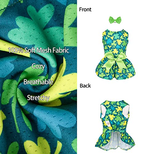Image of CuteBone Dog Mesh Dress St.Patrick's Day Puppy Sundress Pet Outfit Summer Fashion for Small Dogs Girl Cat Clothes