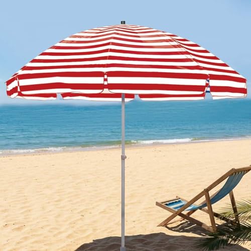 Sombrilla de playa portatil resistente al viento con 8 varillas fijas para exterior 2
