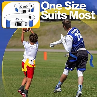 Flag Football Belts, Ajustable Flag for Flag Football, Teal and Orange Flags with Black Belt and Blue and Yellow Flags with White Belt Bundle 28 Players