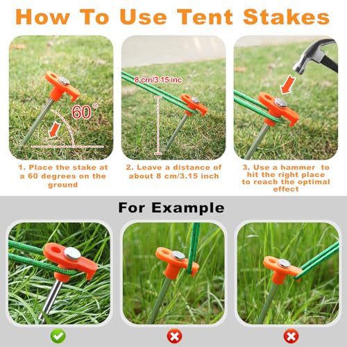 CHERAINTI-Tent-Stakes-22-Pcs-Heavy-Duty-Metal-Stakes-for-Ground-with-Storage-Bag-984-Inch-Galvanized-Non-Rust-Camping-Tent-Pegs-Ground-Spikes-for-Camping-Tarp-Garden-Hiking-Orange