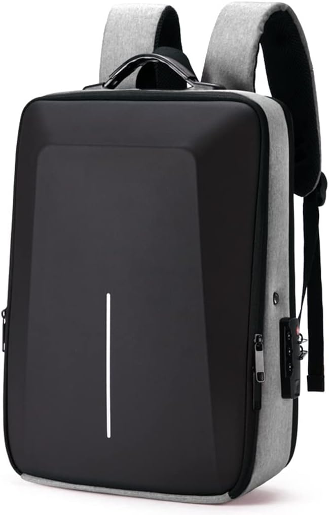 Business Backpack for Men, Anti-Theft Laptop Backpack Fits 15.6 Inch Laptop, Waterproof Hard Shell Expansion Backpack with USB Charger Port & Safety Lock, Travel Work Backpack for Men Women