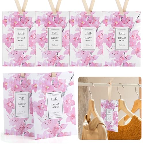 6 bolsitas perfumadas para armario, 20 g de fragancia para armario, bolsitas frescas para armario, aromaterapia, bolsas para cajones, armarios, coches, guardarropas (flor de cerezo)