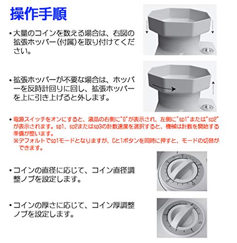 CG2 PSE認証コインカウンター 硬貨計数機 COIN COUNTER マネーカウンター (gray) の商品画像 3