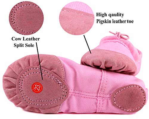 image for LONSOEN Ballet Slipper Shoes Split-Sole Dance Flat for Girls (Toddler/