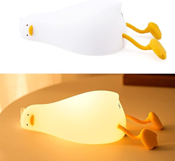 icyant Duck Night Light Silicone Dimmable Nursery Nightlight LED Lie in