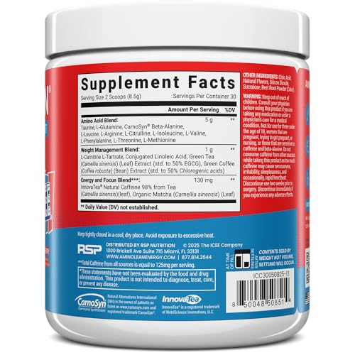 Image of AminoLean Pre Workout Powder & Natural Amino Energy with Vegan BCAA + EAA | Jitter-Free Preworkout Energy from Green Tea + Amino Acids & Weight Management for Women & Men - Vegan, Zero Sugar, No Crash