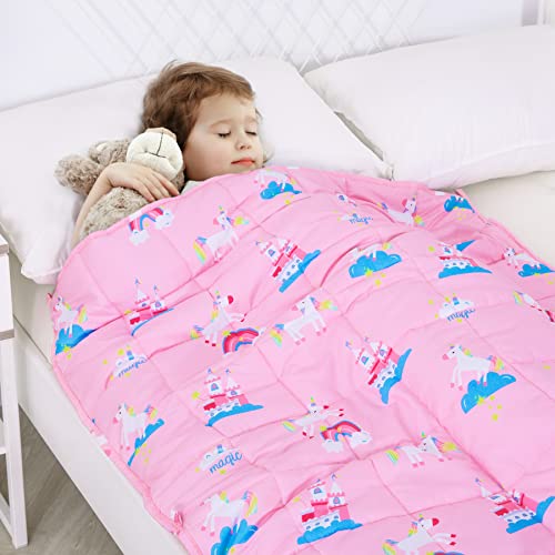 Kivik Weighted Blanket 3lbs, Unicorn Heavy Blanket Throw, Small Weighted Cooling Blankets 3 Pounds, Cute Blanket for All-Season, 36x48 Inches, Pink