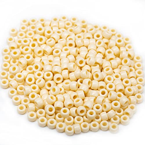 Image of Gxueshan 1000 Pcs Acrylic Pony Beads 6x9mm Pony Beads Bulk DIY for Bracelets Making Plastic Beads Hair Beads for Braids Kandi Beads