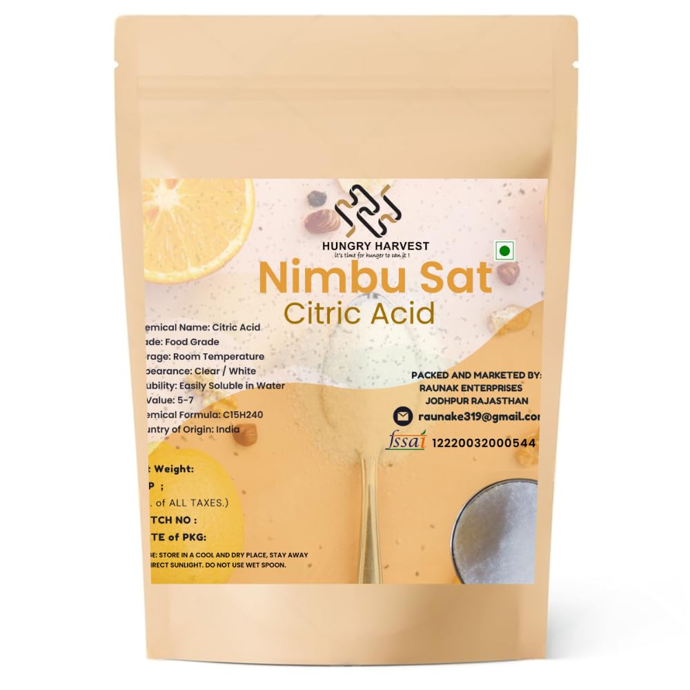 HUNGRY HARVEST Crystals Citric Acid Pure Nimbu Sat Nimbu Sat Tatri Lemon Salt Powder Pouch Packaging(100)