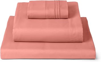 Mellanni Iconic 3-Piece, Ultra Soft Sheet Set Twin XL, Coral