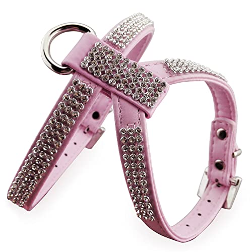 JWPC Harnais en cuir souple rembourré pour chien et chat Rose Taille S Cover