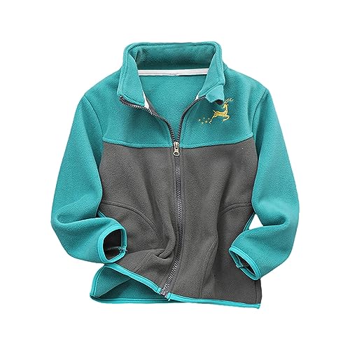 Kids Girl's Polar Fleece Full-Zip Mock Jacket Boy's Color Block Sweatshirt Jacket Fall Windproof Coat Winter Outwear