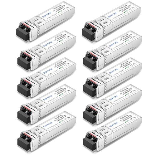 Image of QSFPTEK 10GBASE-ER SFP Module, SFP+ 1550nm 40km Duplex LC SMF DOM Optical Networking Transceivers, MINI GBIC Compatible SFP-10G-ER, and Other Open Switch, 10pcs