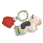 Itzy Ritzy Infant Toy & Teether - Itzy Pal Baby Teething Toy Includes Lovey, Crinkle Sound, Textured Ribbons & Silicone Teether for Newborn (Cow)