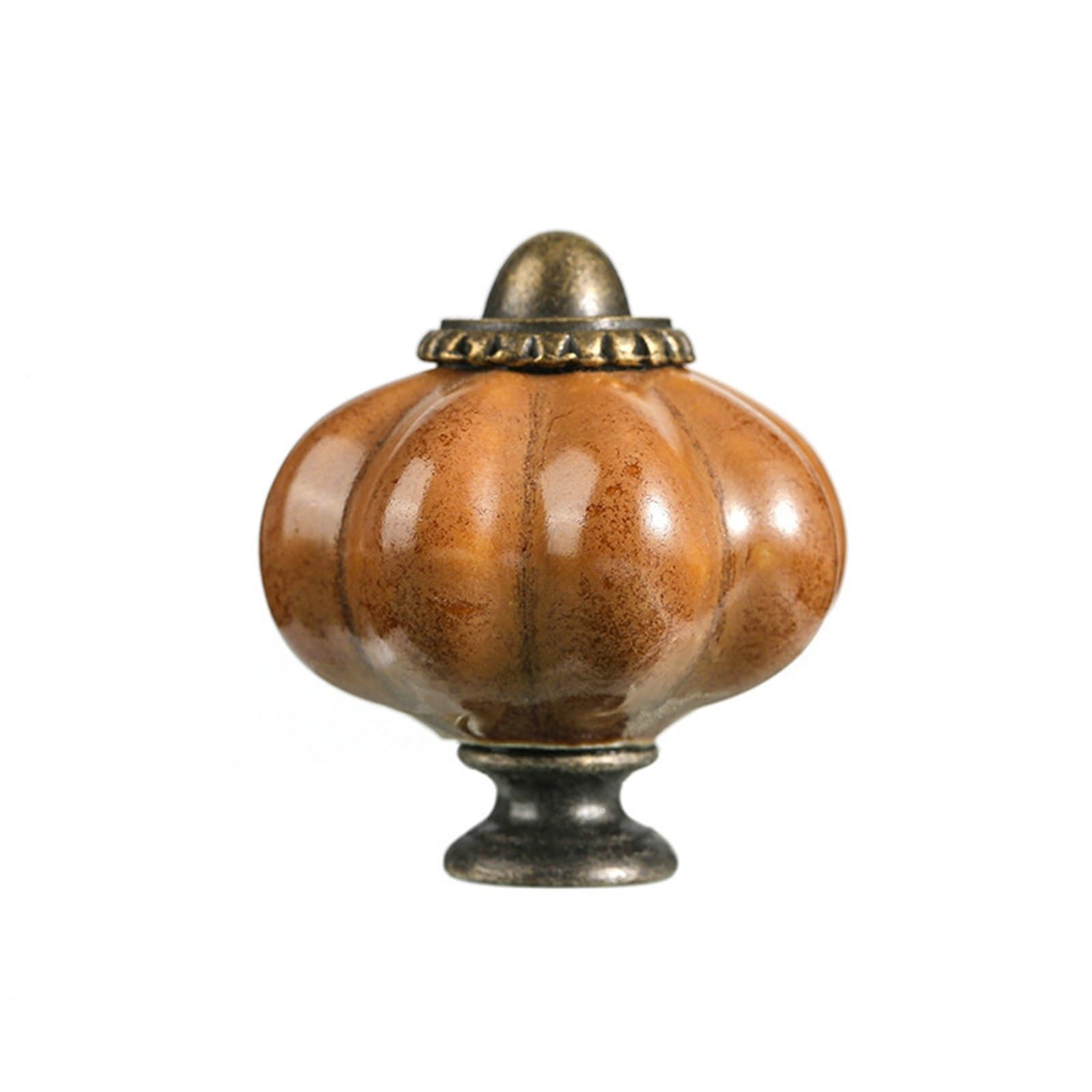 WLIHDB 5Pairs Ceramic Pumpkin Handle Pastoral Style Creative Single Hole Knob with Screw Wardrobe Cabinet Door Drawer Furniture Hardware for Chest of Drawer(Color5)