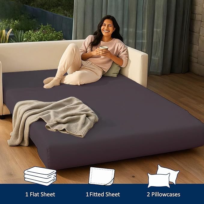 Miniatura 3 de GOKOCO Juego de sábanas de 4 piezas, 100% algodón, 800 hilos, se adapta a colchones de hasta 5 pulgadas, tamaño Queen (60 x 74 pulgadas), color gris