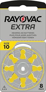 40 pilas RAYOVAC Extra para audífonos, tipo 310, PR70, código de color amarillo, 1,45 V, 40 unidades (5 x 8 pilas)