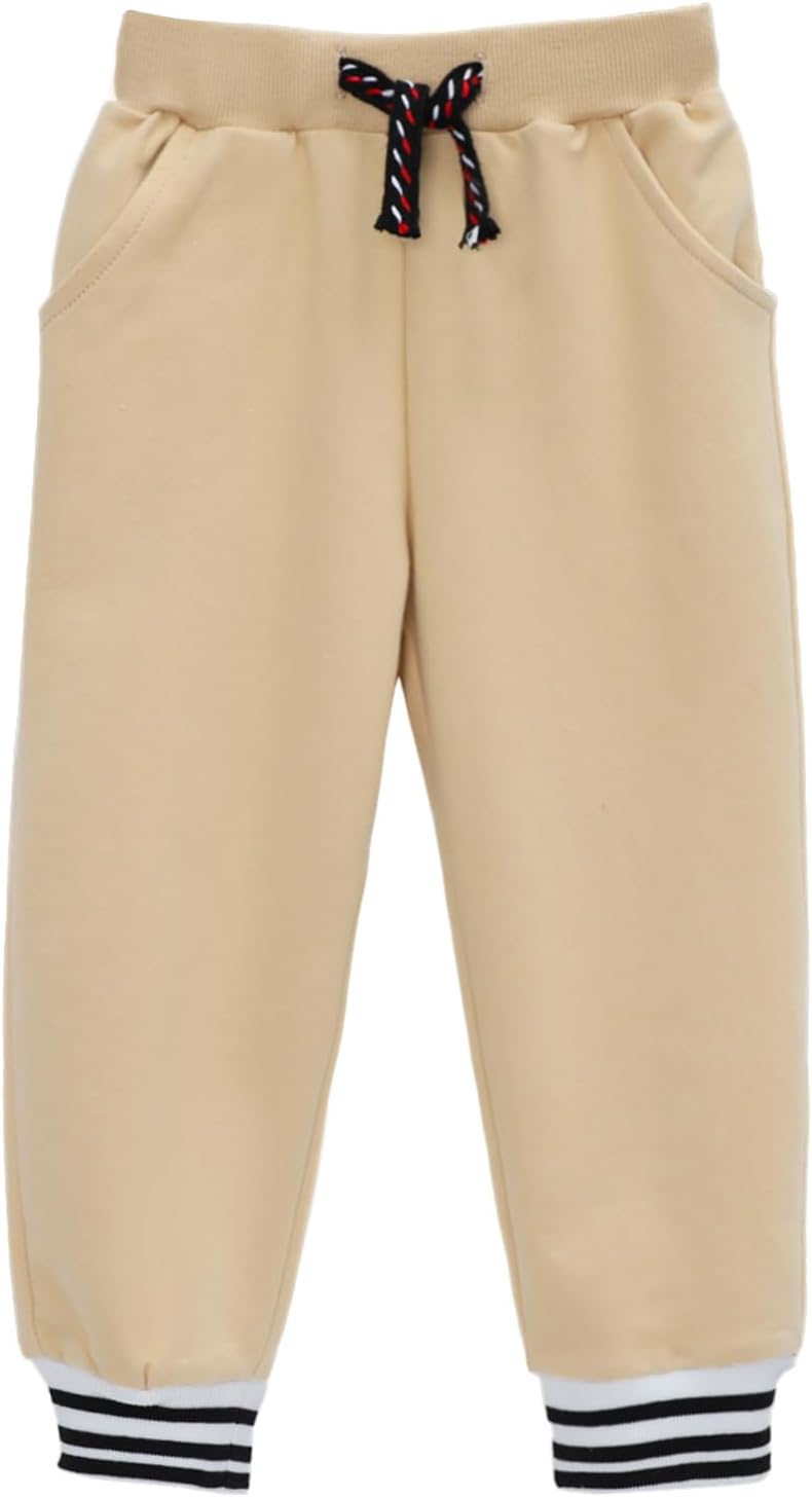 HILEELANG Toddler Boys Cotton Jogger Sweatpants 3 Pack, Soft Adjust Elastic Waist Pants with Pockets, Sizes 12M-7T - Image 4
