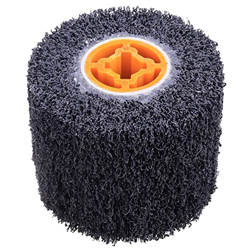 WENORA Abrasive Drum Paint and Rust Remover, 80 Grit Abrasive Wheel Wire Drawing Polishing Wheel for Wood Metal Surface Polishing, 4.5 inches x 4 inches Cover