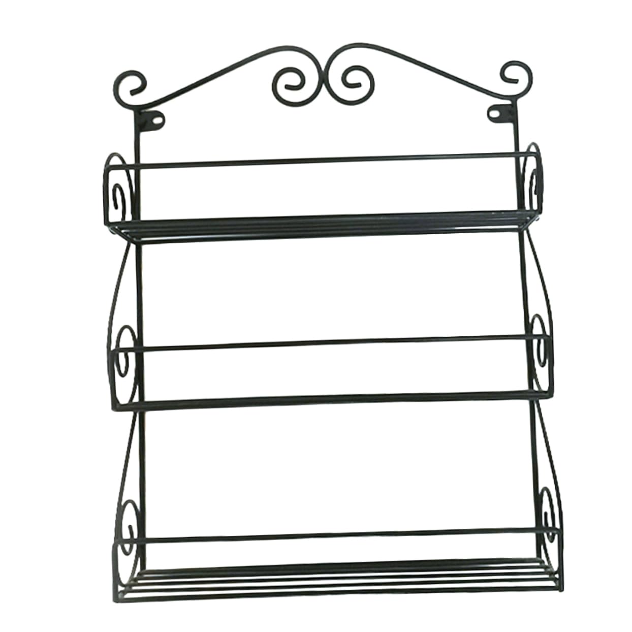 FONDOTIN 1Pc Wall Mounted Art Storage Rack Stylish Flowerpot Bracket for Home Decor Punch Design for Easy Installation Durable Black Metal Holder for Kitchen Bathroom