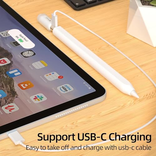 Image of Pencil Case for Apple Pencil (USB-C) 3rd Generation Silicone Protective Cover Sleeve Supports Magnetic Attachment 3rd Gen (White)