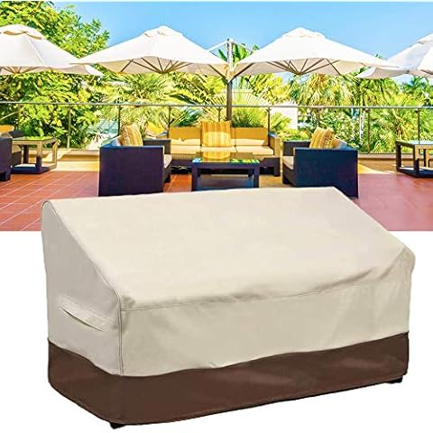 Outdoor Patio Furniture Sofa Covers Waterproof, 2 Seat Patio Couch Covers for Outdoor Furniture Patio Bench Cover Lawn Furniture Covers with Handle and Windproof Strap, 60" Wx 42" Dx 30" H Cover