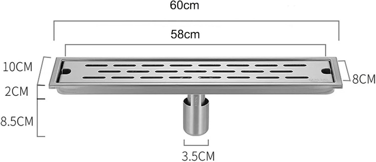 Liniowy odpływ prysznicowy ze stali nierdzewnej – wysokiej jakości odpływ podłogowy 600 mm do kuchni, łazienek, wilgotnych pomieszczeń - trwały, łatwy do czyszczenia, konstrukcja zapobiegająca