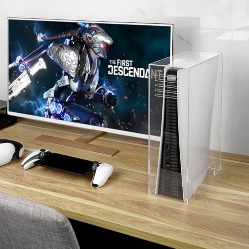 Image of Geekria Acrylic Dust Cover Compatible with Sony PlayStation 5, PS5 Slim, PS5 Pro Console, Anti Scratch Waterproof Protective Display Case (Clear)