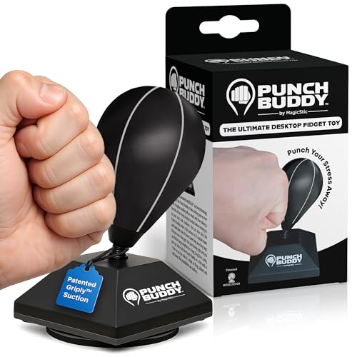 Punch Buddy Desktop Punching Bag Desk Fidget Toy for Stress Relief & Focus Mini Suction Cup Punch Ball with Patented Griply Technology Office Stress Reliever for Adults Teens & Coworkers