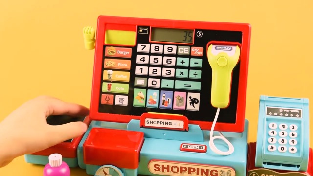 Jouet de caisse enregistreuse pour enfants, calculatrice de jeu de simulation, supermarché avec chariot d'épicerie, nourriture, microphone, scanner et sons, jouet d'apprentissage éducatif cadeau pour