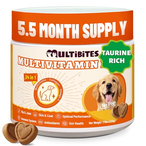 MULTIBITES 300 Bites Vitamins Supplements and Taurine for Dogs with CoQ10 Glucosamine Omega 3 MSM - Dog Multivitamins for Heart Health Immunity Support Antioxidant Protection