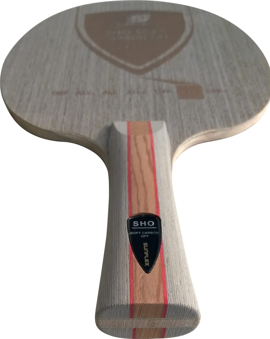 Sunflex SHO Soft Carbon Off Tischtennis-Holz | professionelles Offensiv Holz | 7 Furniere mit Carbon | gefühlvoll und schnell | Verschiedene Griffe