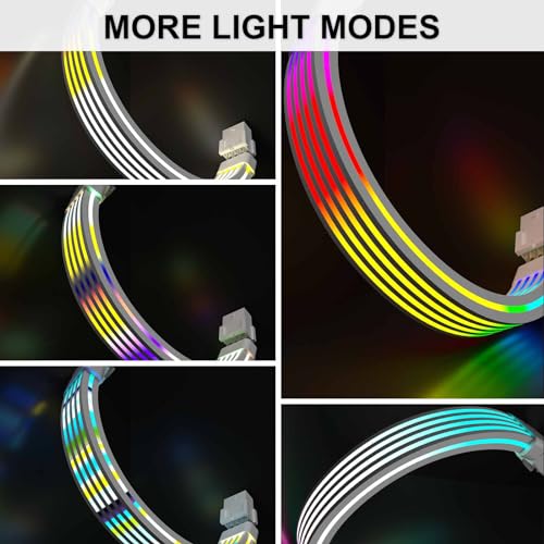 Image of Sirlyr 8 Pin RGB GPU Cable,RGB PSU Cables Extension - Addressable 5V3Pin ARGB PC Case Decor for RTX 3060 4060 4070 Radeon RX 6600 580 Graphics Card Power Supply White
