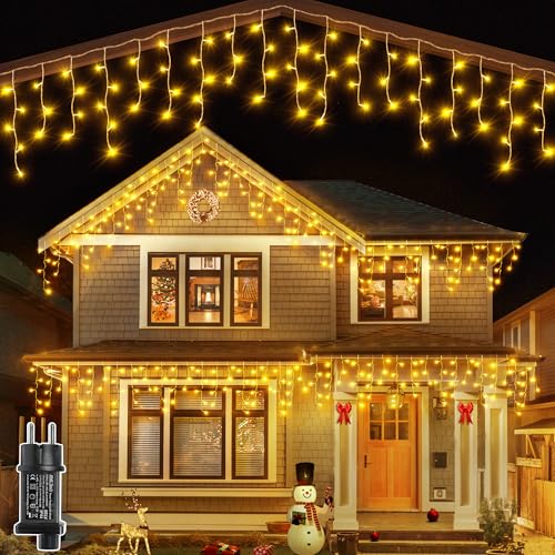 Ollny Eisregen Lichterkette außen warmweiß, 3.6M 108 LED Eisregen Lichterkette außen mit Stecker, wasserdicht Weihnachtsbeleuchtung außen für Balkon Haus Fenster Traufe Vorbau Geländer Ollny Eisregen Lichterkette außen warmweiß, 3.6M 108 LED Eisregen Lichterkette außen mit Stecker, wasserdicht Weihnachtsbeleuchtung außen für Balkon Haus Fenster Traufe Vorbau Geländer