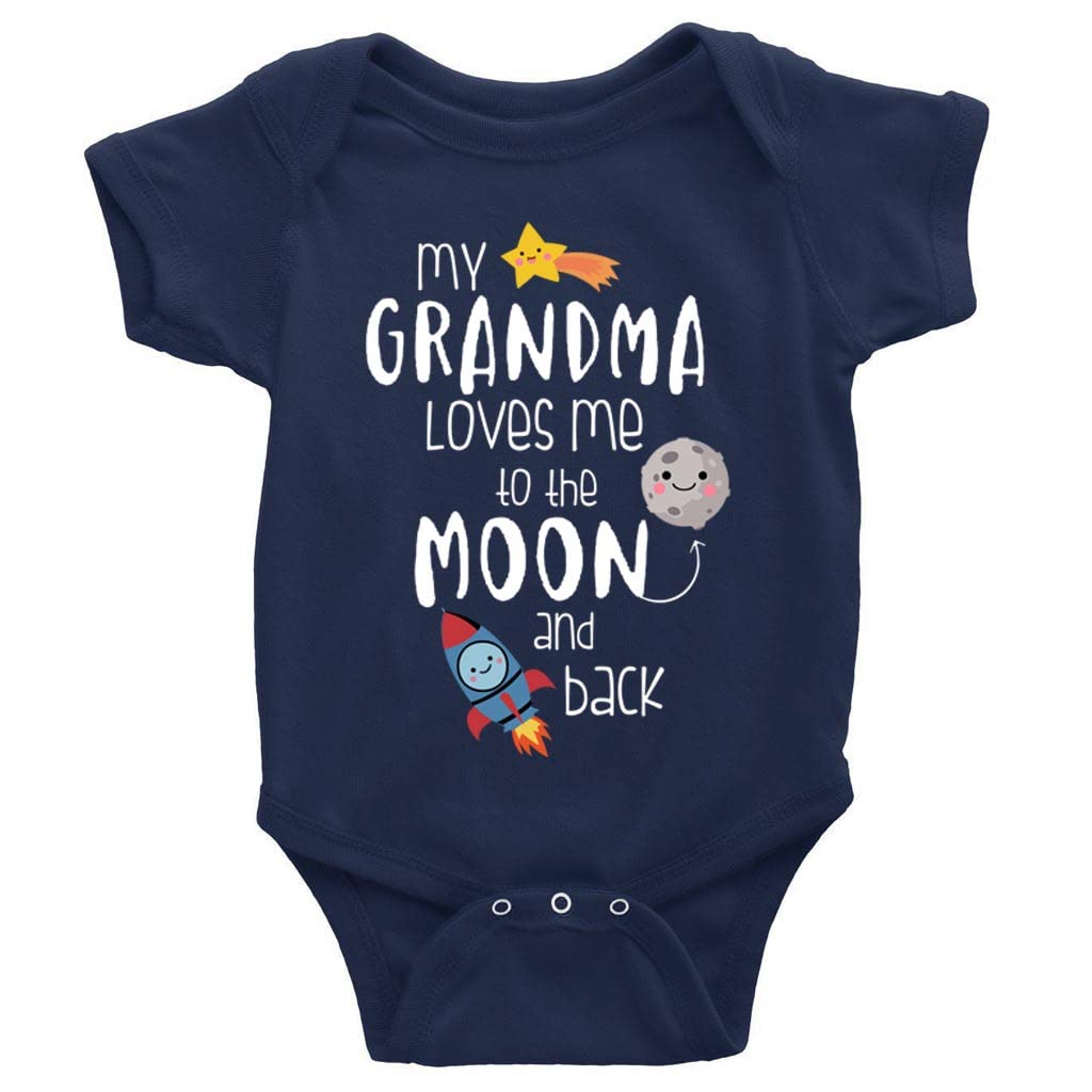 My Grandma Loves Me to The Moon and Back Infant Boy Girl Onesie Short Sleeve Crawl Bodysuit