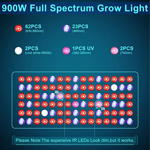 Phlizon 900W LED Plant Grow Light Full Spectrum Daisy Chain Plants Light Double Switch Grow Led for Indoor Plants Veg and Flower-900W - Thumbnail 6