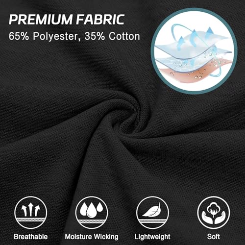 Men's Golf Polo Shirts M-6XL, Cotton Blend Moisture Wicking Performance Casual Collared Shirts3